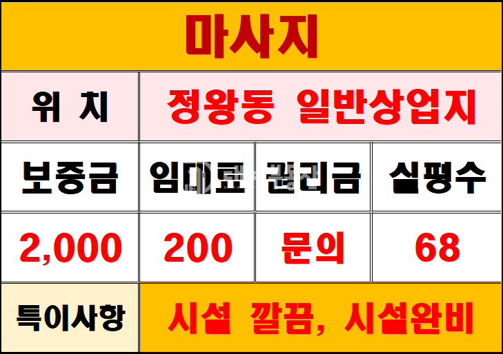 경기 시흥시 정왕동 1동 정왕동 일반 상업지 시설깔끔한 4층 마사지샵 임대매물 월세 매물번호 10845 사진 19