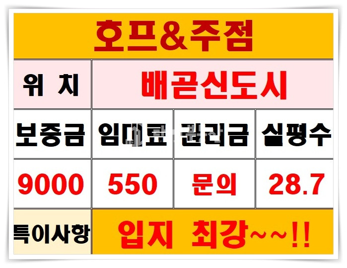 경기 시흥시 배곧동 배곧 신도시 호프&주점 상가 임대 매물 월세 매물번호 10496 사진 11
