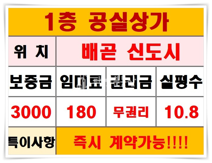 경기 시흥시 배곧동 배곧 신도시 오피스텔 중심상권에 위치한 1층 무권리 공실상가 임대 매물 소개! 월세 매물번호 10055 사진 13