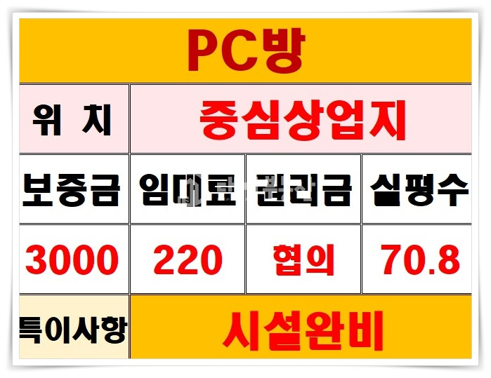 경기 시흥시 정왕동 정왕동 중심상업지 2층 PC방 임대 매물 월세 매물번호 10400 사진 10