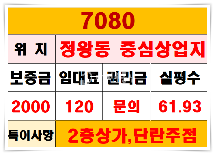 경기 시흥시 정왕동 정왕동 중심상업지 도로변 2층 광고성좋은 상가 임대매물 월세 매물번호 10711 사진 15