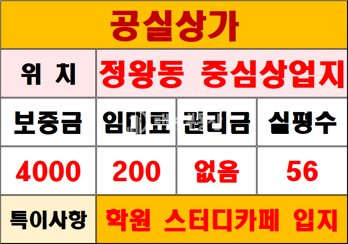 경기 시흥시 정왕동 아파트단지앞 상업지 5층 공실상가 임대매물 월세 매물번호 10944 사진 9