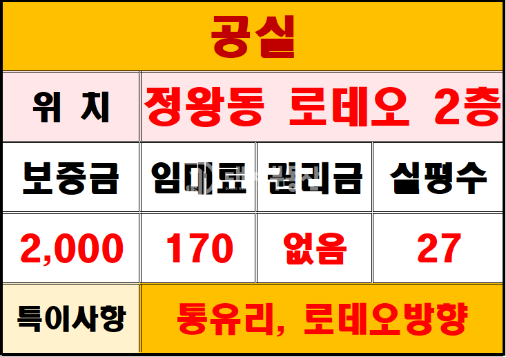 경기 시흥시 정왕동 정왕동 먹자로데오 2층 공실임대 매물 월세 매물번호 10417 사진 6